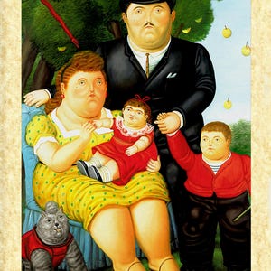 Arte Contemporanea, Fernando Botero Art 14, (La famiglia), Papiarte Poster Stampe da Parete, Vintage su Carta Pergamenata, Casa