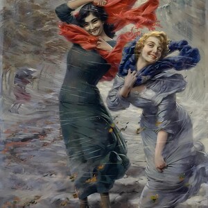 Art '800 Art 05 Gaetano Bellei (Windstoß), Papiarte Poster Drucke für Innenarchitektur, Vintage auf Pergamentpapier