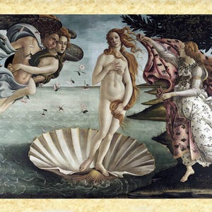 Arte Classica Art 12 Botticelli, (La nascita di Venere) Papiarte Poster Stampe da Parete, Vintage su Carta Pergamenata Arredamento, Casa
