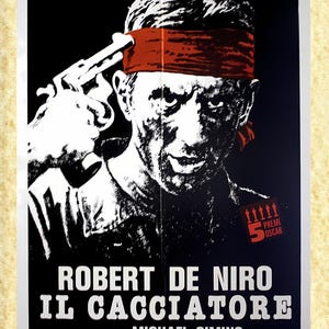 Locandina Cinema Art 42 Robert De Niro, (Il cacciatore) Papiarte Poster Stampe da Arredamento, Vintage su Carta Pergamenata
