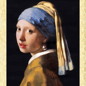 Arte Classica Art 07 Vermeer, (Ragazza con l'orecchino) Papiarte Poster Stampe da Parete, Vintage su Carta Pergamenata Arredamento