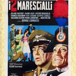 Poster Kinokunst 10 Toto' und De Sica (Die 2 Marshals), Papiarte Poster Wanddrucke, Vintage auf Pergamentpapier Dekor