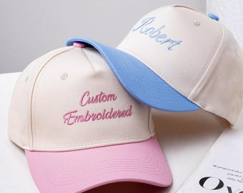 Personalized Text Embroidered Hat,Custom Logo Dad Cap,Retro Baseball Hat,Unisex  Logo baseball hat,Bachelorette Hats,Embroidered Trucker Hat