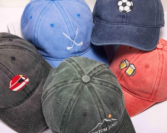 Custom Embroidered Cotton Baseball Cap, Vintage Style Personalized Hat