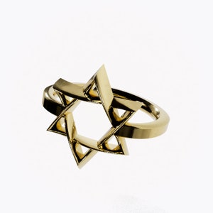 Star of David Gold Ring, Jewish Jewelry Ring, Magen David Ring, Israel Judaica Jewelry, Bat Mitzvah Gift,Made to order.