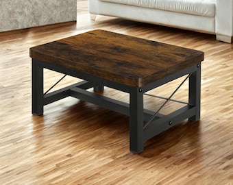 Taburete de madera para adultos – Escalón de cama resistente, marrón rústico