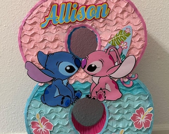 hermosa piñata de inspirada en stich y Ángela hecha a mano, perfecta para tu cumpleaños