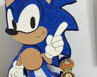 Piñata de Sonic: Decoración para fiesta de cumpleaños (29x19x4)