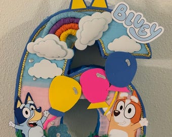 Bluey & Bingo Number Piñata: Handmade Birthday Party Decoration