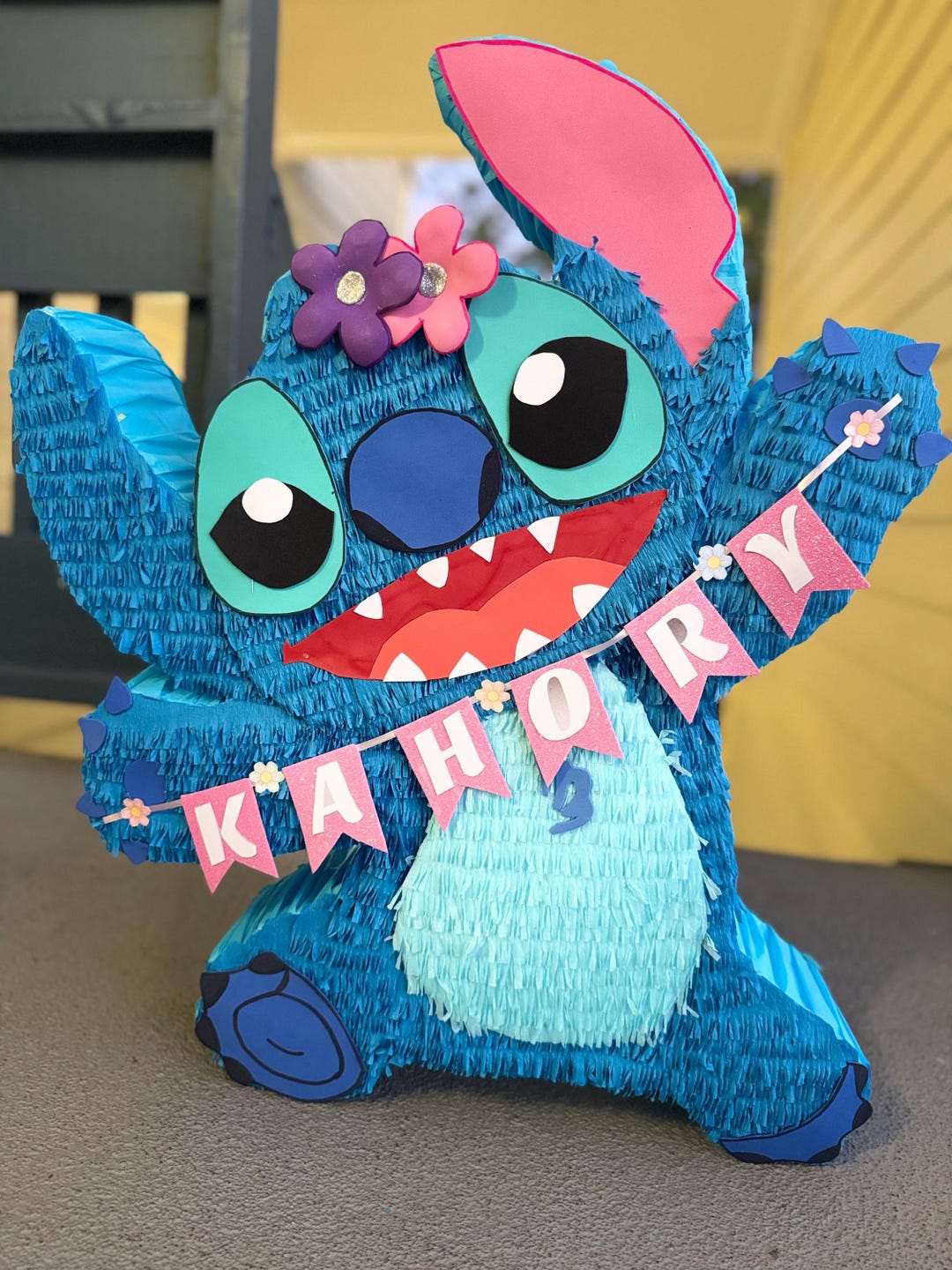 Piñata De Stitch Hecha a Mano | Piñata Personalizada Con Nombre ...