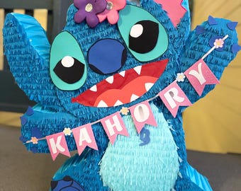 Handmade Stitch Piñata | Custom Name Banner, Kids Birthday Party