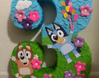 Piñata de Bluey y Bingo: Decoración hecha a mano para fiestas de cumpleaños