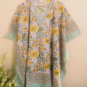 caftan cotton Indian Floral Dress Long kaftan for Maternity Beach Cover Up Sleepwear Handmade Resort Wear Kaftan Maxi Dress Bikini Cover Up