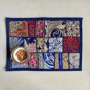 Bohemian Table Mats | Patchwork Placemats | Vintage Kitchen Use Mats | Dining Table Decor Cotton Mats | Rajasthani Embroidery Table Mats