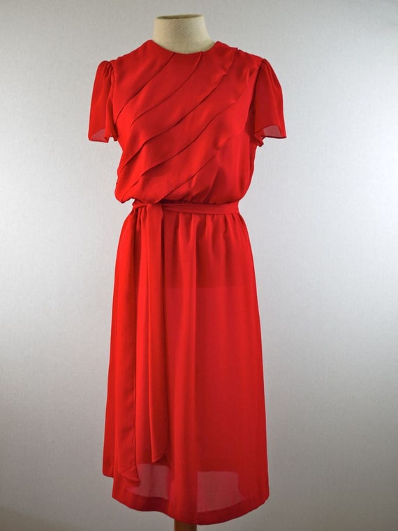 Siren Red Sheer Ruffle Dress