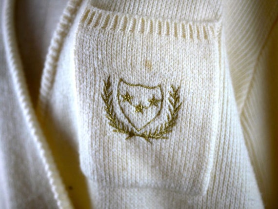 Ivory and Gold Collegiate Blazer Cardigan Sweater - image 3