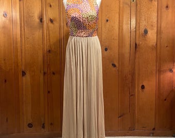 Colorful Abstract Leopard Print Gold Lame Cocktail Dress