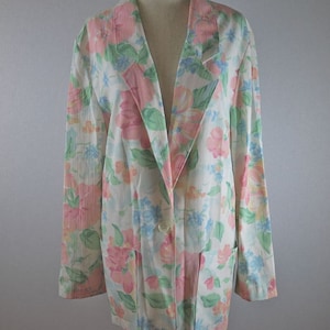 80s 90s Oversized Pink Floral Blazer