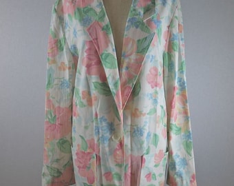 80s 90s Oversized Pink Floral Blazer