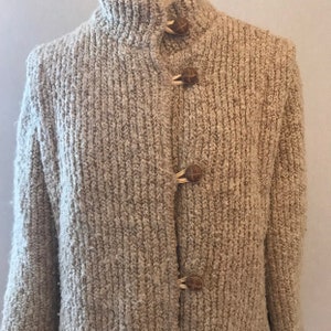 Vintage Thick Tweed Minimalist Beige Coat image 2