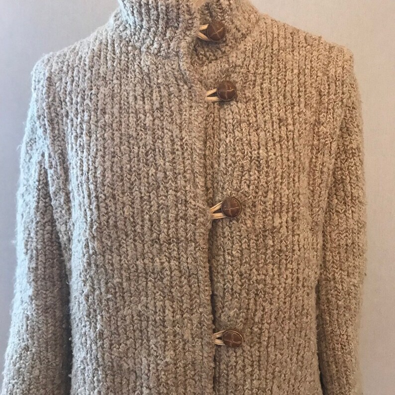 Vintage Thick Tweed Minimalist Beige Coat image 2