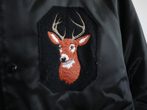 70s 80s Black Nylon Hunter's Deer/Buck Coat - image 3