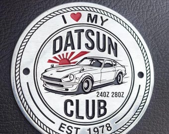 DATSUN Club Vintage Car Emblem Badge Classic Retro Auto Metal Badge 240Z 280Z Style, Collector Car Accessory, Round Aluminum Plate