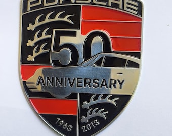 Vintage Porsche 50th Anniversary Emblem Badge 1963–2013  Logo Vintage Style Car Decor Collectible Alloy