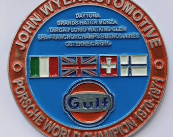 PORSCHE BADGE gulf racing daytona circuit taycan cayenne a14 911 john wyer emblem LG231