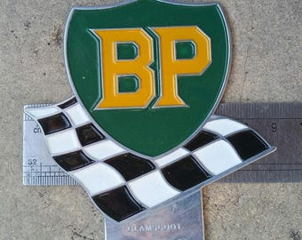 Vintage BP Oil Car Badge Sign Decal Can Pump Jug Racing Fuel Emblem LG306