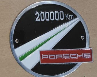 Vintage PORSCHE GRILl BADGE Emblem placca 200.000 km, 300.000 km, 400.000 km, 600.000 km 8cm Black LG416