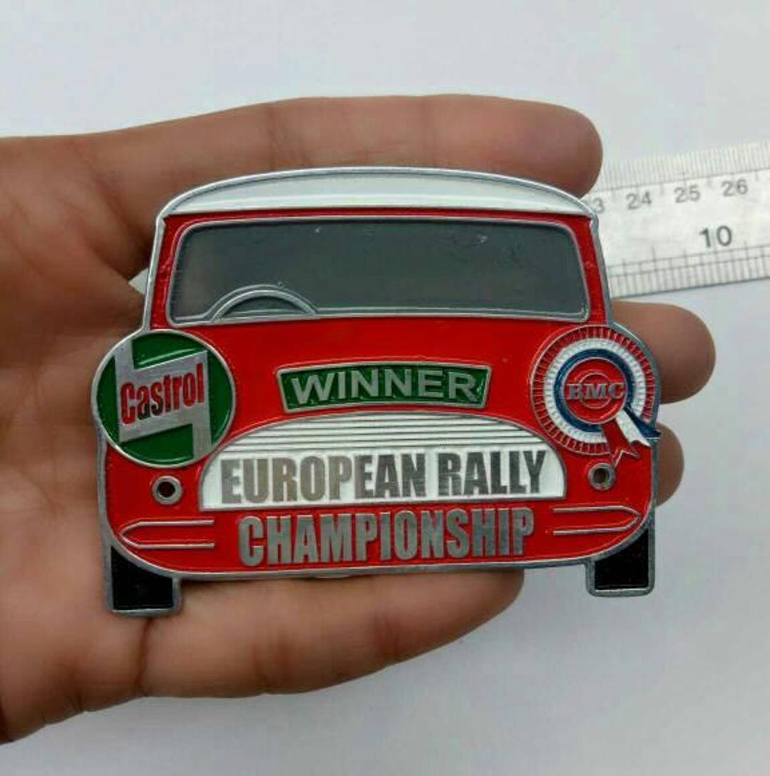 Vintage Mini Copper Badge Plakette Emblem Plaque EUROPEAN RALLY Placca ...