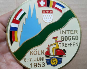 Vespa GOGGO Scooter International club Lam380bretta 1953 Klon Loto Badge Emblem LG