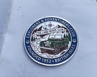 Land Rover Explorers & Adventurers Club Emblem Badge Vintage Style 4x4 Off Road Metal Logo 1952 Collectible Car Badge