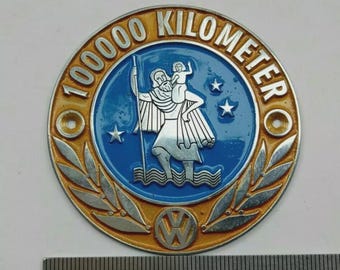 Vintage Automobile VW 100.000 km Badge Emblem Bus Micro ST Christophorus LG335
