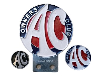 Vintage one set Ac car badge emblem placca owners club & 2 pin LG706