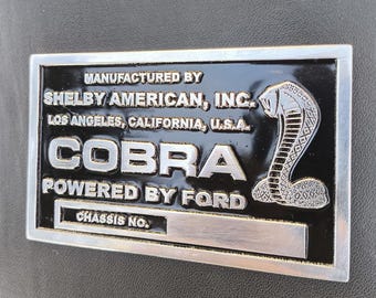 Vintage 427 Cobra Chassis Number Plate Car Badge Emblem LG301