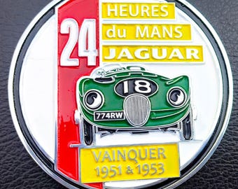 24 Hours of Le Mans Jaguar Vintage Car Emblem Classic Racing Badge 1951 & 1953 Winner, Retro Metal Auto Badge, Collectible Car Plaque