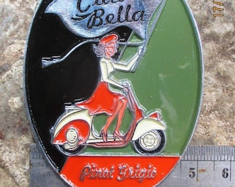 Vespa Lambretta Ciao Bella Rally Vintage Plakette Faro Placca Grigio Badge Emblem LG246
