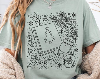 Christmas Audiobook Comfort Colors® Shirt, Christmas Audiobook Lover Shirt, Holiday Audiobook Tee, Book Listener Gift, Audiobook Lover Gift