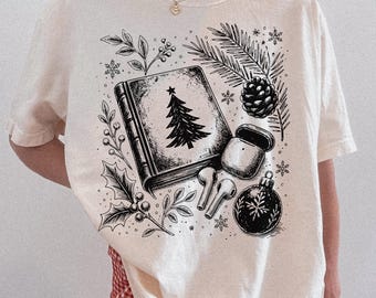 Christmas Audiobook Comfort Colors® Shirt, Audiobook Shirt, Christmas Audiobook Lover Shirt, Audiobook Lover Gift, Book Listener Gift