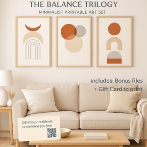 Poster moderno scandinavo in terracotta beige - Set di 3 stampe d'arte geometriche astratte - Decorazione da parete digitale per il soggiorno - Stampabile