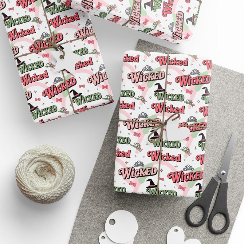 Wicked Rapping Paper WICKED MOVIE Birthday Wrapping Paper - Wicked Movie Personalised Gift ...