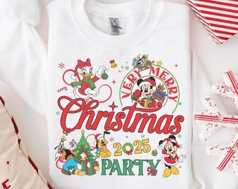 Sudadera Disney Mickey's Very Merry Christmas Party 2025, Sudadera navideña a juego para toda la familia, Navidad en familia en Disneyland, Mickey y sus amigos