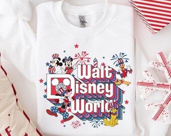 Sudadera patriótica de Disneyworld, Sudadera con capucha de vacaciones familiares de Mickey y sus amigos