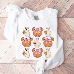 Cute Minnie Halloween Ghost Sweatshirt, Disney Pumpkin Coquette Hoodie, Disney Fall Sweatshirt, Disney Halloween Trip, Pumpkin Season Disney