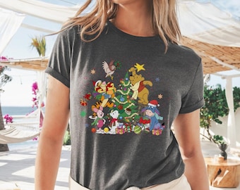 Maglietta natalizia Winnie The Pooh e i suoi amici, festa di Capodanno Disney 2025, maglietta albero di Natale