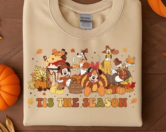 Disney Herbst Sweatshirt, Tis Die Saison Mickey und Co Sweatshirt, Disney Herbst Familie Passender Hoodie, Disney Thanksgiving Sweatshirt