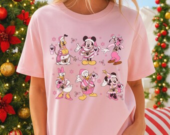 Rosa Disney Weihnachten Shirt, Micky und Freunde Weihnachten Shirt, Disney Familie Weihnachten Shirt, Disney Pink Weihnachten, frohe Weihnachten Shirt