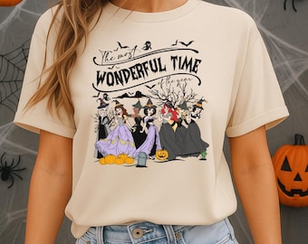 Camiseta de Halloween de las princesas Disney, camiseta de brujas princesas, camiseta de Disney con ambiente espeluznante, Halloween 2025